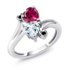 Gem Stone King 925 Sterling Silver Red Created Ruby Sky