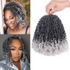 8 Inch Yanky Twist Crochet Hair 8 Packs Ombre Grey