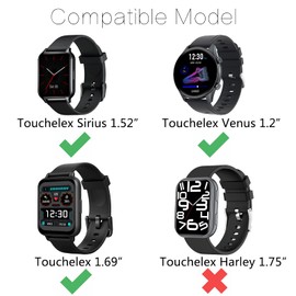 FitTurn Watch Band Compatible with TouchElex Smart Watch Bands for TouchElex Venus 1.2" Smart Watch Straps for TouchElex Sirius 1.52" Smart Watch Silicone Bracelet (4 Pack A)