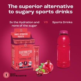 KEY NUTRIENTS Electrolytes Powder Packets 20 Pack - No Sugar, Delicious Cherry Pom, Hydration Packets with Electrolyte Powder for Refreshing Electrolyte Drink Mix Packets - Zero Calories