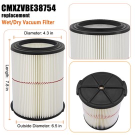 LVJUSEN Universal Filters for CMXZVBE38755 CMXZVBE38754 Craftsman Filter, Replaces # 009-38754 Red Stripe Filter, Fits 5/6/ 8/9/ 12/14/16/20 gallon CRAFTSMAN Shop Vacuums1988+