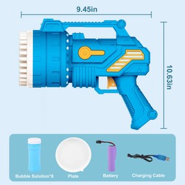 Winsenpro Bubble Gun,2-Pack 69 Holes Bubble Machine Gun with Light and 8 Bottles Bubbles Solution,Bubble Blower for Toddlers Summer Outdoor Toys Games Party Favors Gifts(Purple+Blue)