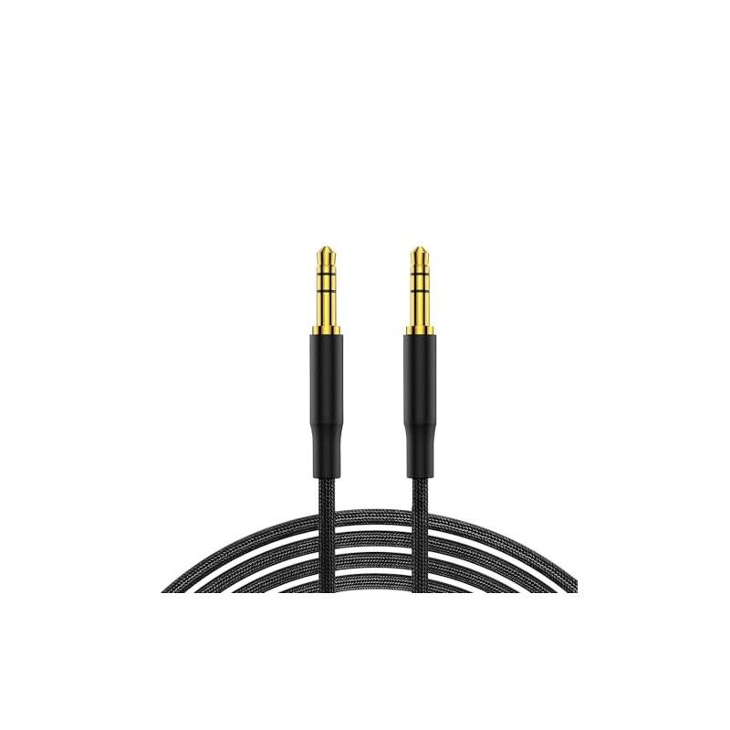 LockMingle Ultra-Strong Black AUX Cable 1m – Braided 3.5mm Lead