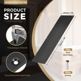 uxcell Door Kick Plate, 10 x 30 Inches Aluminum Kick Plate Door Plate, 1.5mm (1/16 Inch) Thickness, for Exterior Front Door or Back Door, Black (Single Pack)