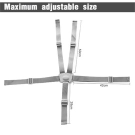 USTNIR 1 x 5-point safety belt, high chair, multifunctional child safety belt, high chair strap for buggy, child seat, pram and high chair, grey