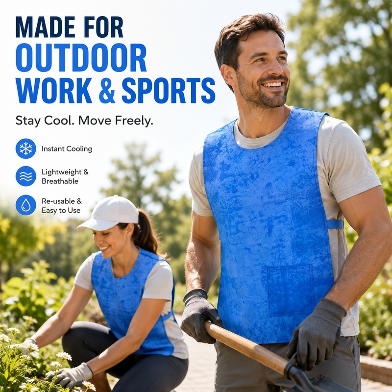 Cooling Vest for Outdoor Work & Sports – Reusable Water-Activated