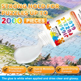 Jigsaw Puzzle Glue Clear – Puzzle Sealer Kit for Adults & Kids, Non-Toxic, Quick-Dry, Water-Soluble, Transparent Puzzle Adhesive, Preserves Completed Paper, Wood, Photo & Diamond Puzzles, 100ml/3.4oz