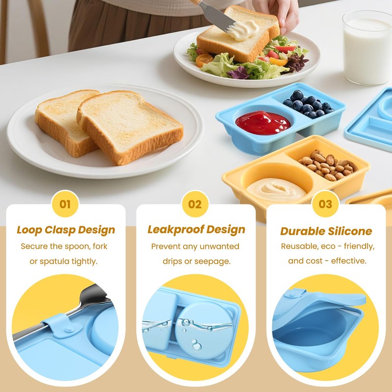 LZC LADYS GIFT Reusable Snack Containers with Lids Silicone, Double