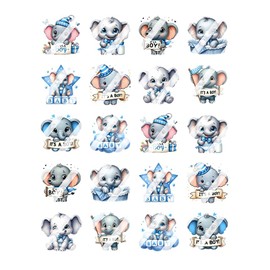Cute Its a Boy Elephant Baby Shower Nursery Nail Art Decals - Waterslide Nail Decals (Adult 0.4" inches)