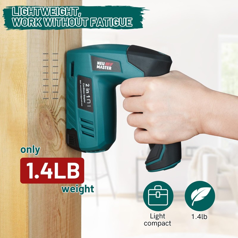 NEU MASTER Electric Staple Gun, 2 in 1 Cordless Brad