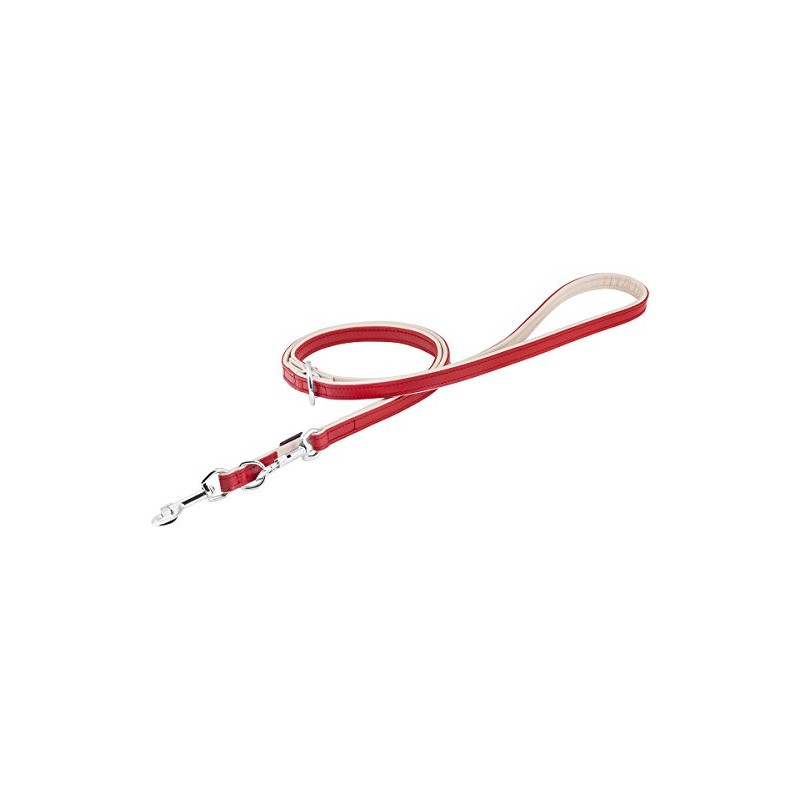 Knuffelwuff Basic Plus Adjustable Leather Dog Lead Red Length 200