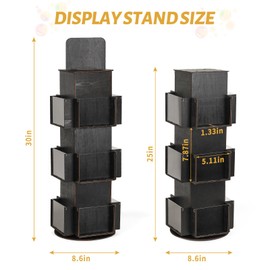 Natheeph Rotating Display Stand Greeting Card Display Wooden Display Rack with Two Card Sticker for Greeting Card Vendor Coffee Bag 3 Tier Tabletop Display Stand (Ebony)