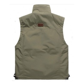 Flygo Men's Lightweight Outdoor Travel Work Fishing Vest With Multi-Pockets (02 Khaki-X-Large)