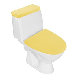 Stretch Velvet Toilet Lid Cover and Toilet Tank Lid Cover, Bathroom Super Soft Toilet Lid Cover Set Luxury Velvet Plush, with Elastic Bottom, Machine Wash, Yellow