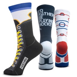 ChalkTalkSPORTS Hockey Performance Crew Socks - Power Play - Set of 3 - Hockey Mid-Calf Socks - Adult