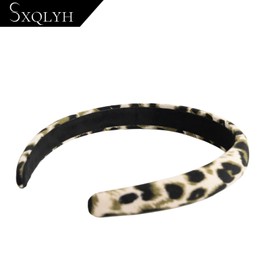 SXQLYH Headband Padded Leopard Print Fabric Headband - Headband Padded Women - Hair Accessories Fabric Hair Band Headbands Wide Padded Headband for Women Girls (Green, 2.2 cm)