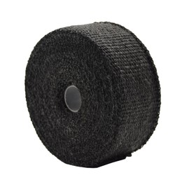 DOBTIM Fireproof Pipe Wrap Insulation 2" Wide X 32' Long, Fiberglass Heat Shield Tape Pipe Webbing for Stove Flue Protector with 2 Clamps, Black