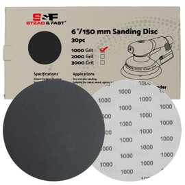 1000 Grit 6 inch Sanding Discs Hook and Loop, 30 Pcs Wet Dry Sandpaper for Automotive Metal Wood, Silicon Carbide Fine Grit Sand Paper for Da Orbital Sander by S&F STEAD & FAST