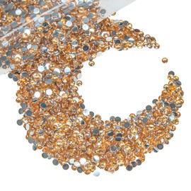 qiipii 16000PCS Caramel Gold Crystal Resin Rhinestones for Crafting 3mm 4mm 5mm Golden Flatback Stones Diamonds Crystals Gems for Nails Face Eyes Makeup Body Tumblers Bottles DIY Crafts Clothes Shoes