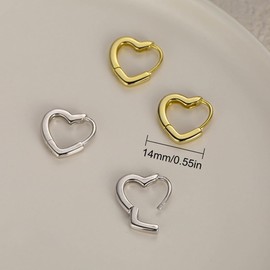 WMUVAZA Hoop Earrings, Heart Earrings, 2 Pairs Hypoallergenic Earrings, Hoop Earrings, Heart Earrings, Women's Earrings, Light Hoop Earrings, for Women Girls, Gold, Silver, Stainless Steel