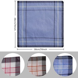 Ghopy 12 PCS Mens Handkerchiefs 100% Soft Cotton Handkerchiefs Pocket Squares Hankies for Wedding Party Any Occasion, Checkered Pattern 38x38cm/15x15