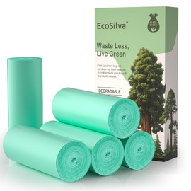 Small Compost Bags 1.2 Gallon Mini Trash Bags 125 Count, Ecosilva Compostable Bag 5 Rolls Small Biodegradable Trash Bags Unscented, 4.5-5 L Wastebasket Compostable Bag for Kitchen Compost Bin (Green)