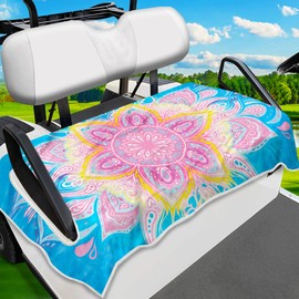 ENYORSEL Golf Cart Seat Covers, Pink Mandala Golf Cart Seat Towel Blanket for All EZGO, Yamaha, Club Cars, Icon and More 2/4-seats Cart, 100% Microfiber, Essential Golf Cart Accessories, 51'' x 31''