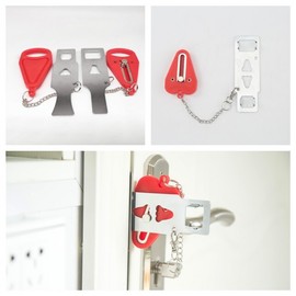 Portable Travel Door Lock, Auxiliary Entrance Security Portable Lock - Red 2ea