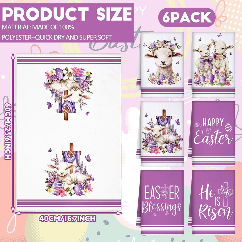 Preboun 6 Pcs Easter Towels Happy Easter Dish Towel Easter