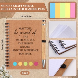 8 Sets Employee Appreciation Gifts Bulk for Coworkers Thank You Staff Gift Motivational Ballpoint Pens Inspirational Notebook Thank You Keychains Leaving Gifts for Colleagues Nurse Teacher Volunteer