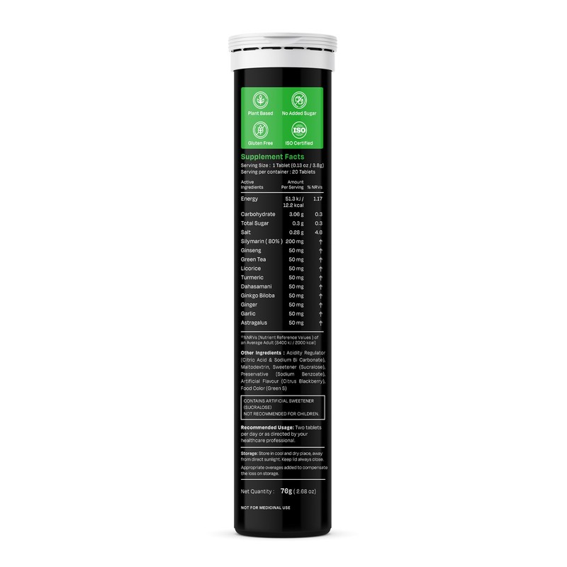 Auric Liver Detox Effervescent Fizzy Water with 10 Ayurvedic Herbs