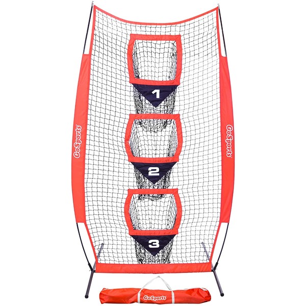 GoSports 8’ x 4’ Football Training Vertical Target Net, Improve QB Throwing Accuracy – Includes Foldable Bow Frame and Portable Carry Case