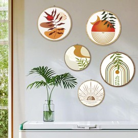 5pcs Boho Wall Art - Bohemian Farmhouse Geometric Wall Decor for Bedroom, Bathroom, Yoga Studio, Living Room - ​​Boho Wall Decor​​ Set with Earthy Tones & Minimalist Design, Natural Home Wall Hanging (Bohemian)