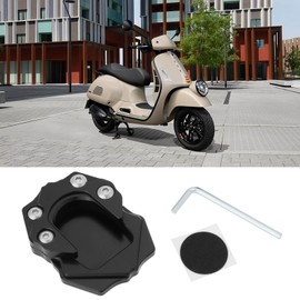 LT Easiyl 1 Piece Motorcycle Stand Pad Aluminium Alloy Side Stand Magnification Pad 69.6 x 55.9 mm Compatible with Piaggio Vespa GTS GTV 250 300 2013-2023 Black