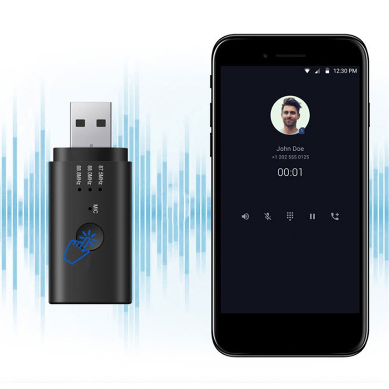 Portable USB Wireless Bluetooth5.0 Audio Receiver Equipment Accessory for Car