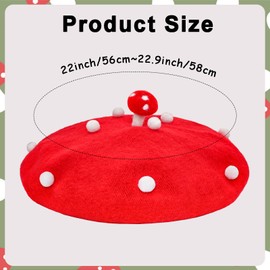 Bcxfbxd 2Pcs Mushroom Sunglasses Mushroom Beret Hat Vintage Irregular Rimless Eyewear Painter Hat Mushroom Set for Women Red