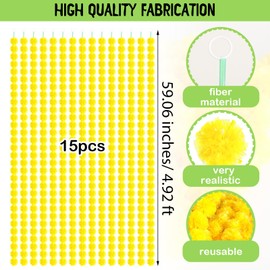 15 Guirnaldas de Flores de Caléndula Hilo de Flores de Caléndula Falsas de 5 Pies de Largo Guirnalda de Caléndula para Decoración de Boda India Guirnalda de Flores para Navidad Diwali (Amarillo)