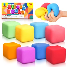 Sensory Squishy Stress Balls 8 Pack: Slow Rising Fidget Squishy Ball for Autism ADHD, Hand Therapy Strong, Pull Stretch Sensory Ice Cube Fidget Toys for Kids, Classroom Prize, Party Favors