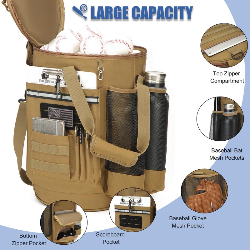 XINTREY Baseball Bucket Bag 6 Gallon Bucket Cover Organizer w/Padded