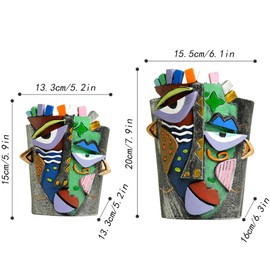 BJVF Picasso Face Planter Pots Abstract Art Colorful Flower Vase with Drainage Hole Unique Head Flower Pots for Home Balcony Decoration (Small)