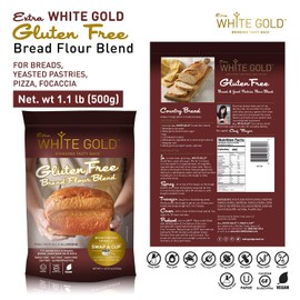 Extra White Gold Gluten Free Bread Flour Blend – For Breads, Yeasted Pastries , Pizza, Focaccia – [Kosher] [Gluten Free] [Vegan] [Soy Free] [Nut Free] [Dairy Free] – 1.1 Pound (2 pack)