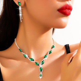 GORAIS Crystal Wedding Prom Jewelry Set Rhinestone Necklace Earrings Sets Bridal Formal Costume Jewelry for Women and Brides