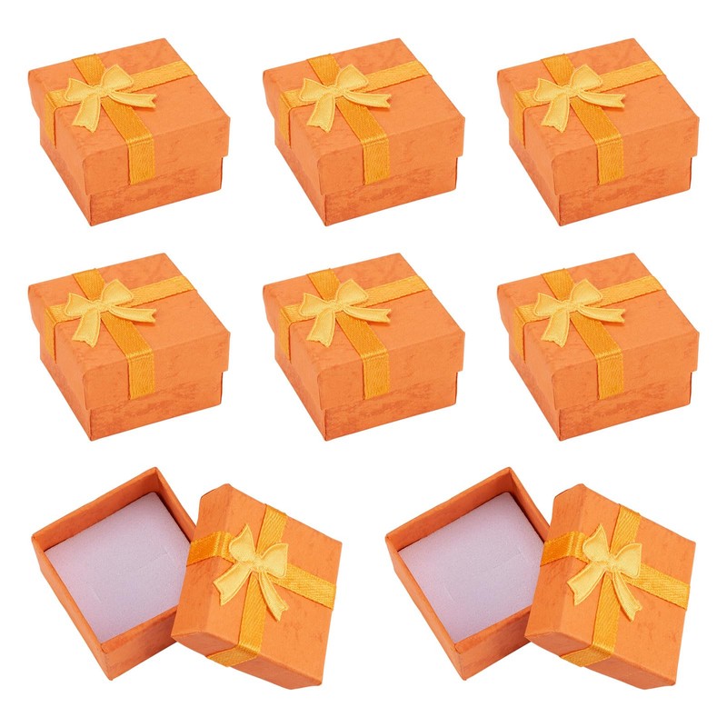 Craftdady 12 Pack Orange Square Ring Boxes 1.59 x 1.59x