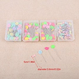 Hilitand Paquete de 300 Piezas de alfileres de Cabeza Flor u Oso botón Plano Cabeza alfileres Bricolaje Herramienta de Acolchado Accesorios de Costura(Kit-2)
