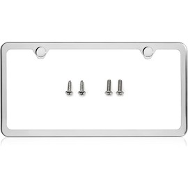 LFPartS 2 Hole Slim Style Polished Stainless Steel License Plate Frame Mirror Finish, Chrome