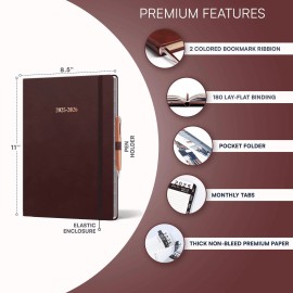 Ensight 2025 2026 HARDCOVER Leather Planner Weekly & Monthly 8.5x11 Inches Academic