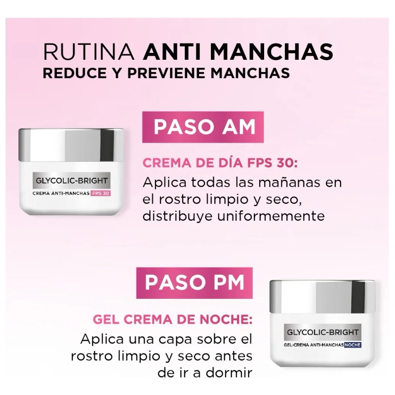 L'oréal Paris Kit Crema Día Y Crema Noche Glycolic Bright