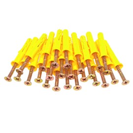 Yodaoke 50pcs Zinc M6 x 60mm Phillips Flat Head Self Tapping Screws and 10 x 60mm Plastic Drywall Ribbed Anchors