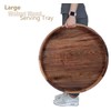 MAGIGO 22 Inches Extra Large Round Black Walnut Wood Ottoman