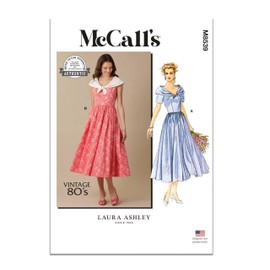 McCall's M8539U5 Misses' 1980's Vintage Dress Sewing Pattern Packet by Laura Ashley, Design Code M8539, Sizes 16-18-20-22-24
